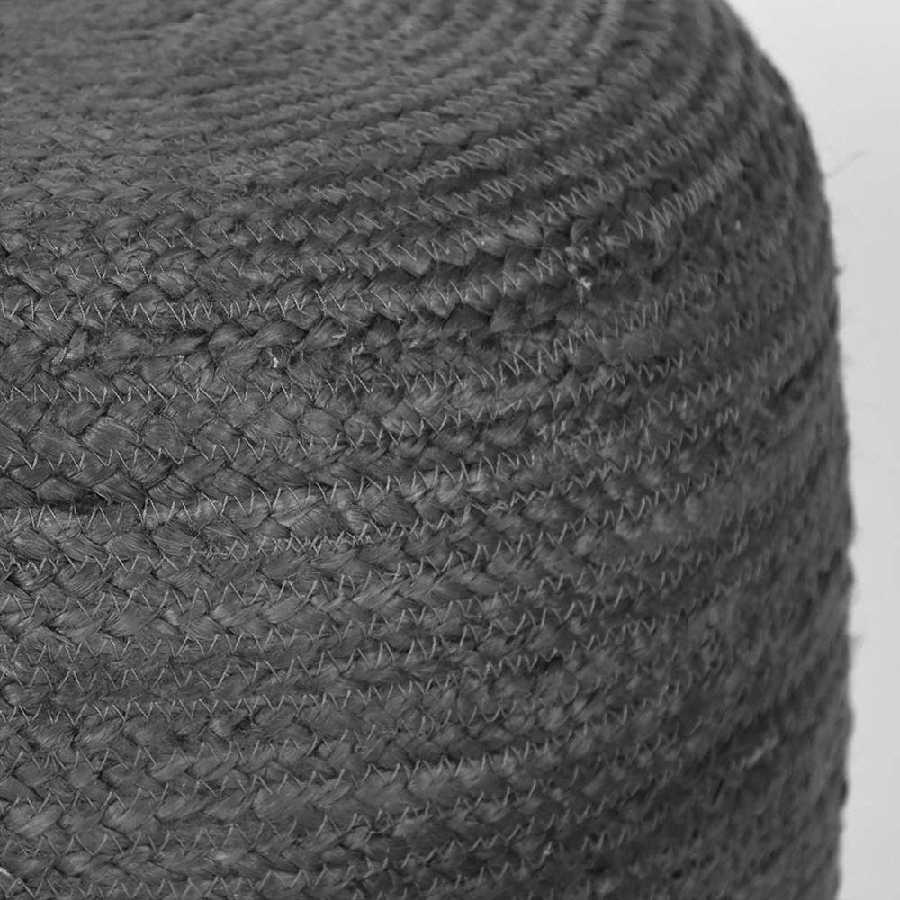 Runder Pouf aus Jute Geflecht in Anthrazit - Triumph