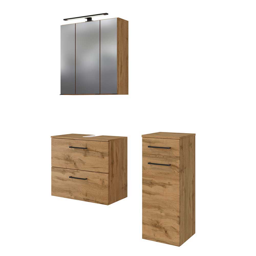 Badmöbel in Wildeiche Holzoptik - Arazony (dreiteilig)