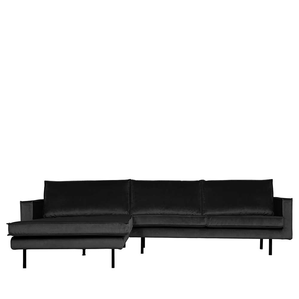 300cm breites Samt L Sofa in Anthrazit - Ertrego