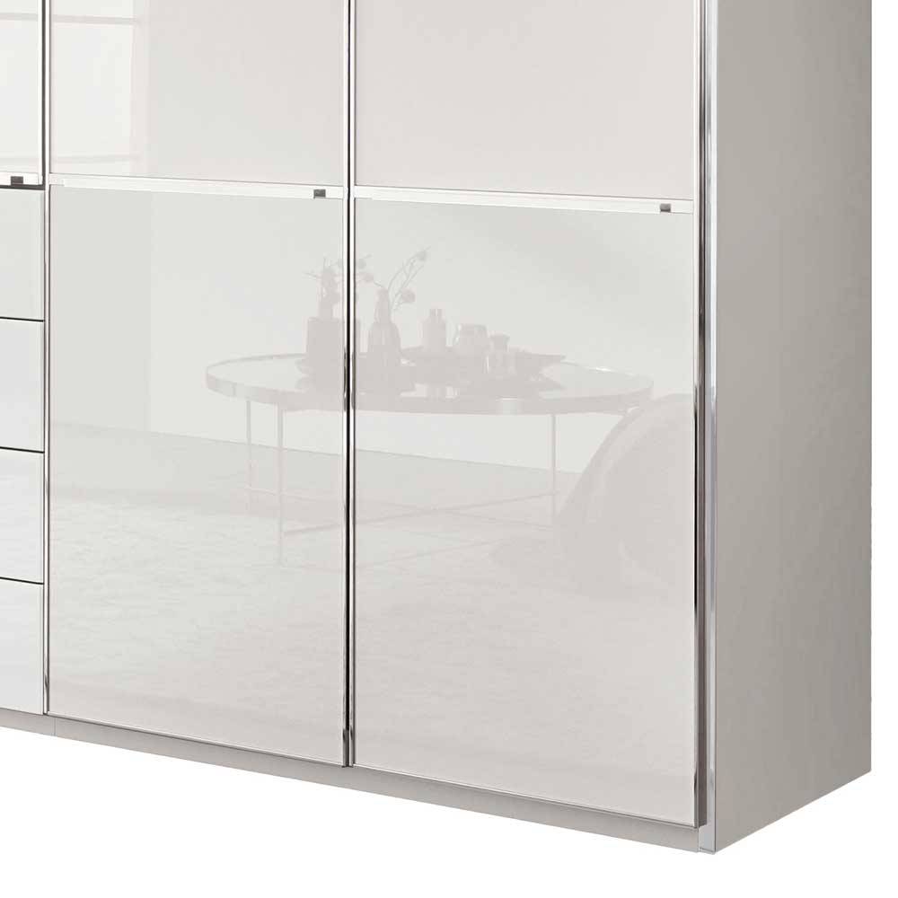 6-türiger Kleiderschrank in Weiß Glasfront - Rocca