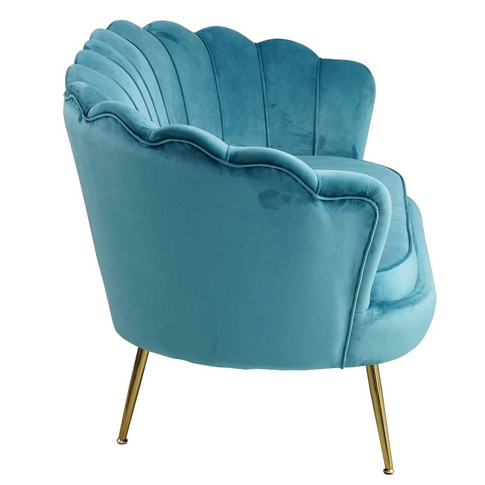 Muschel Designsofa in Blau Samt - Jeeni