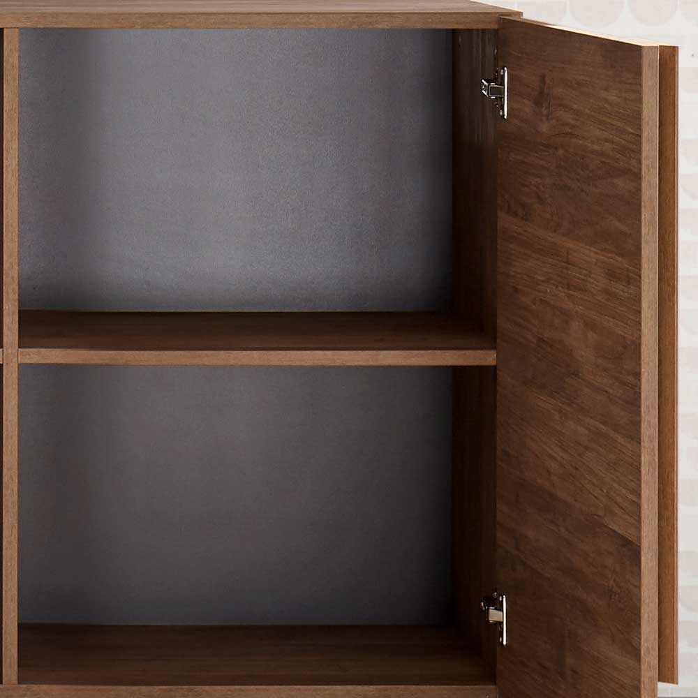 Sideboard Innenansicht mit zwei geräumigen Regalböden in Dunkelgrau und geöffneter Schranktür – Basento