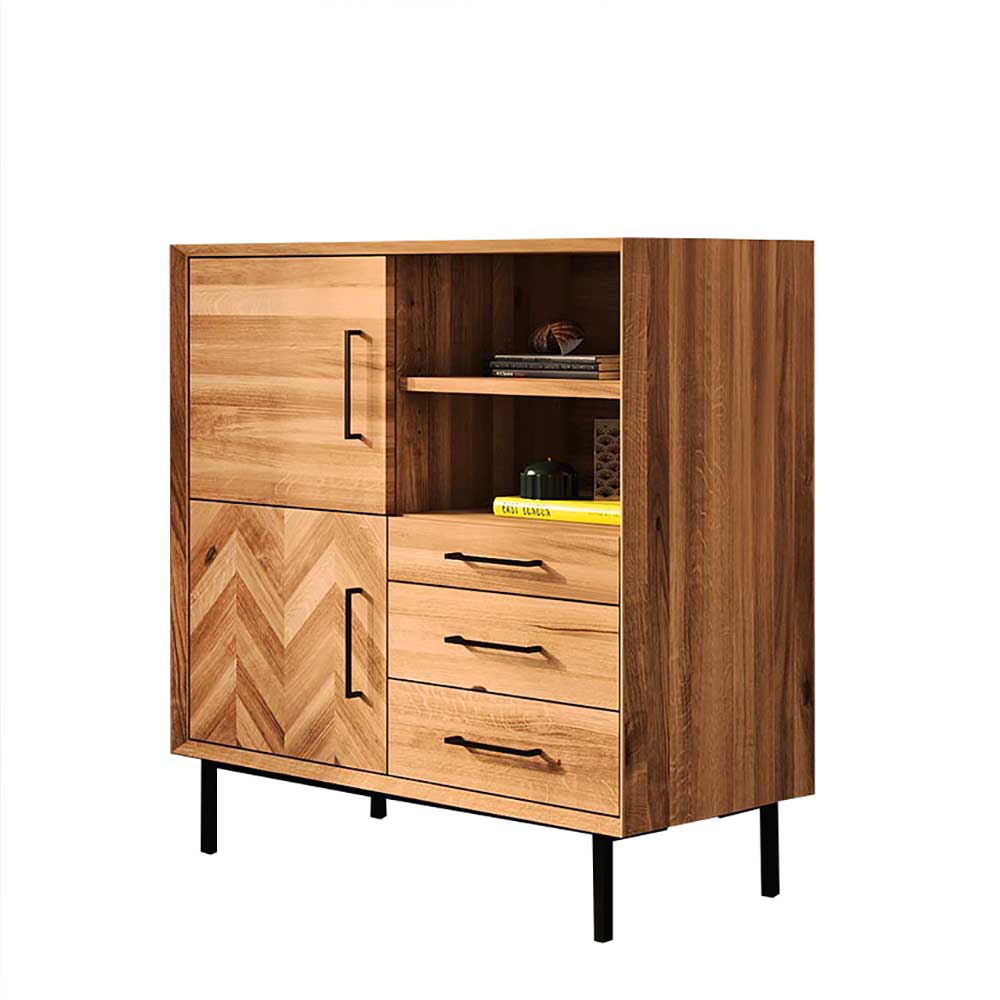 Scandi Design Kommode aus Naturholz Wildeiche - Kerfa
