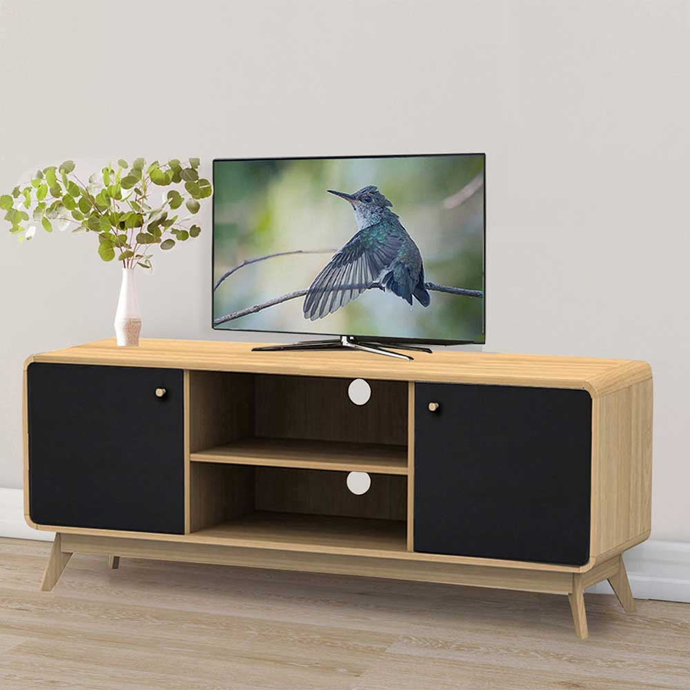 TV Unterschrank in Schwarz & Eiche Optik - Sondros