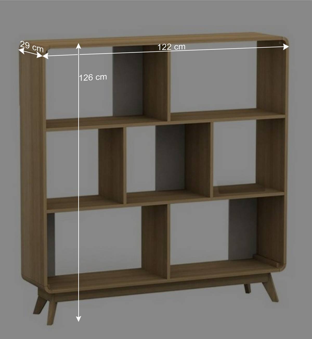 122x126x29 Scandi Standregal in Natur - Jendren