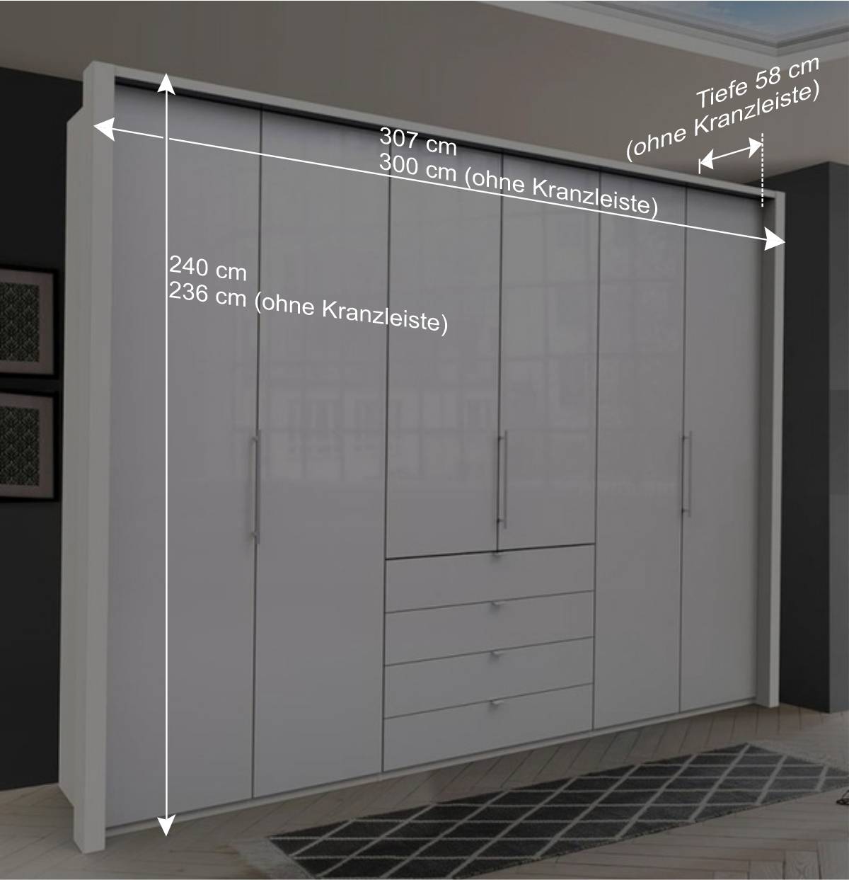 Schlafzimmer Kleiderschrank mit Falttüren & Schubladen - Dolienca