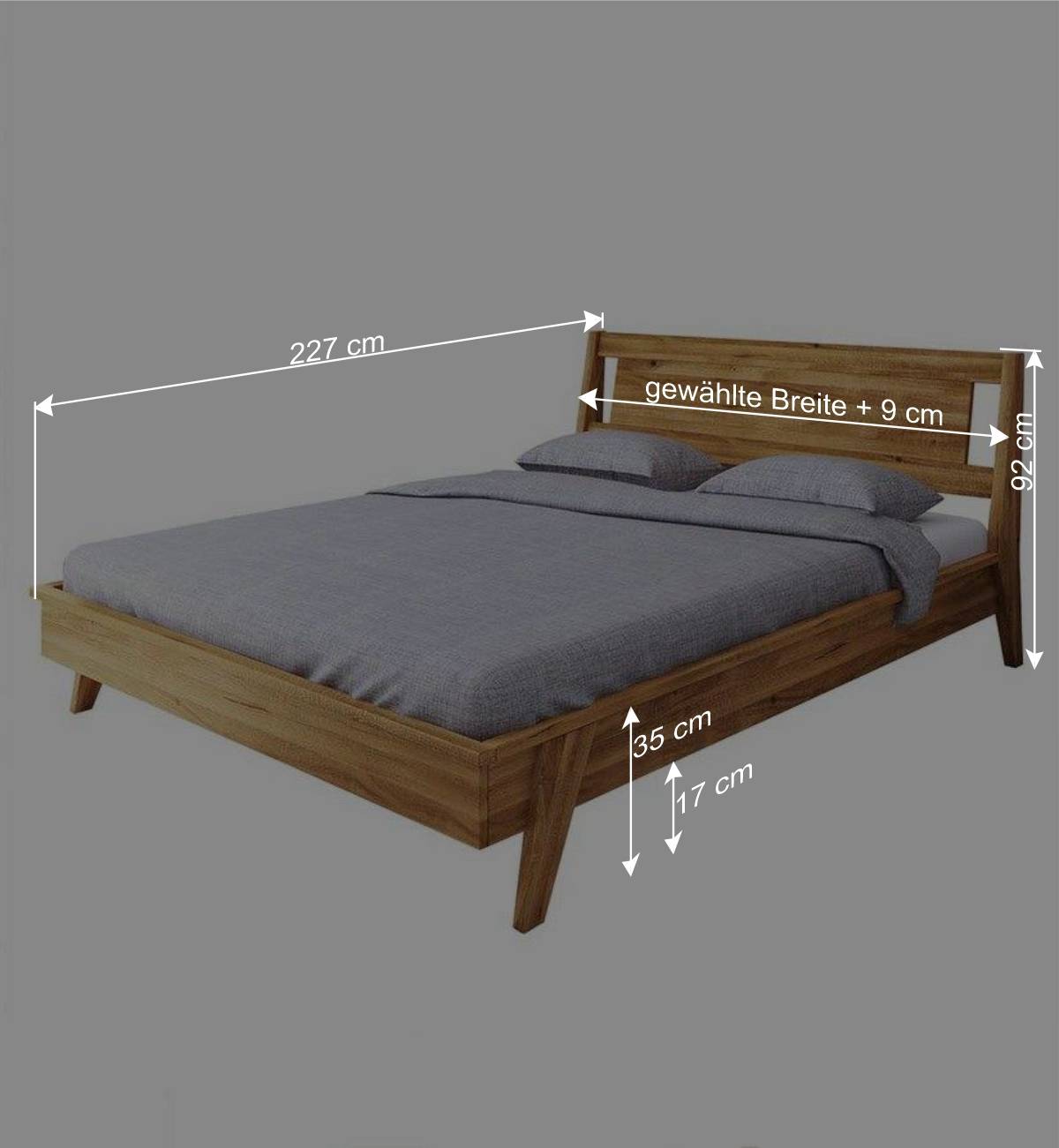 Massives Holzbett in 200x210 cm - Hardus I
