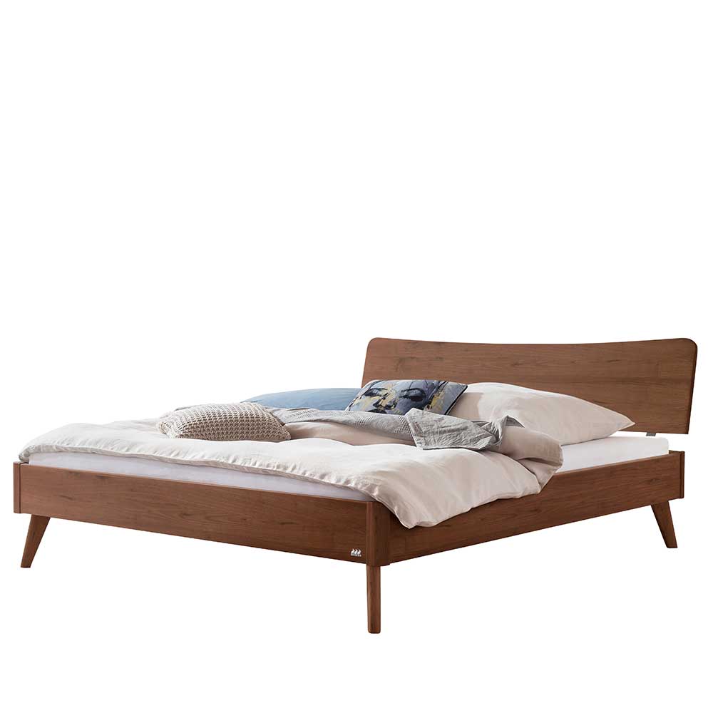 Elegantes Designbett aus Nussbaum massiv - Twinta