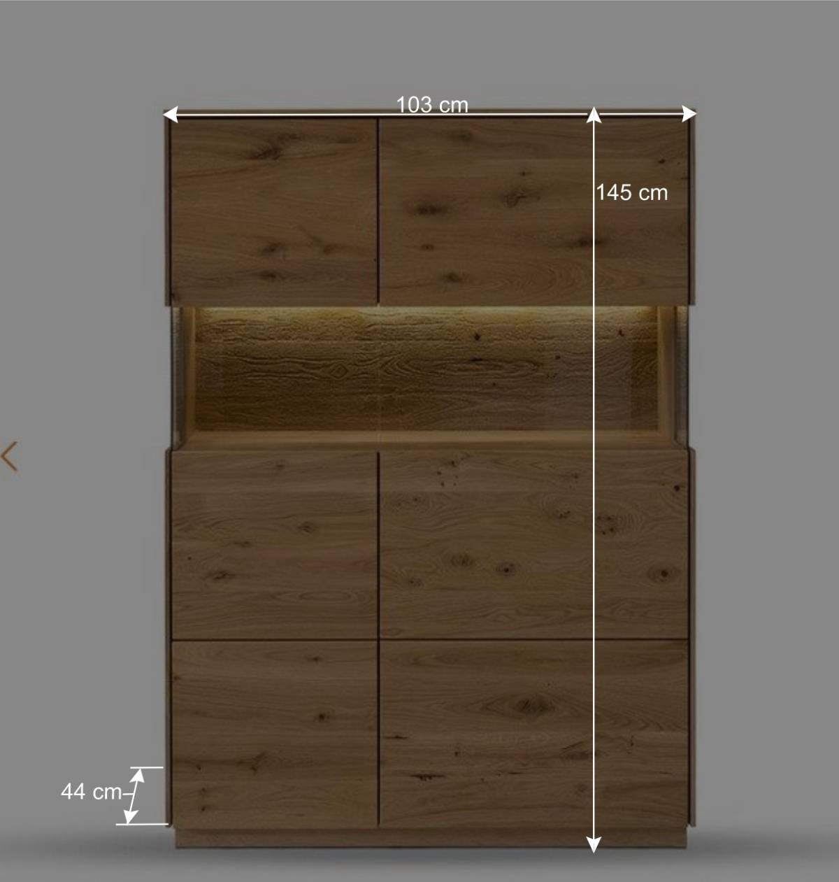 2-türiges Highboard mit Glaseinsätzen - Obinson