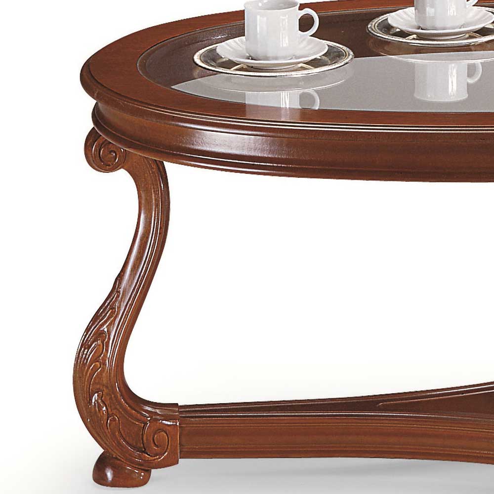 Italienisches Design Glas Couchtisch in Oval - Vibon