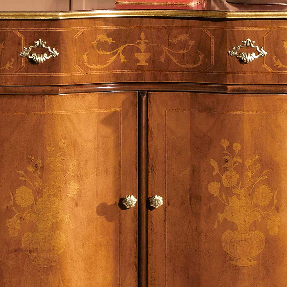 Edle Barock Kommode mit Blattgold & Intarsien Venerdina 2-türig