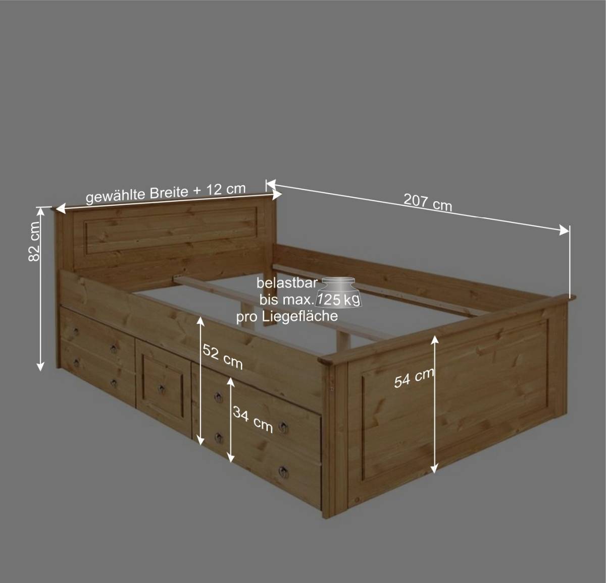 Landhaus Schlafzimmer mit Stauraumbett - Imressa (vierteilig)