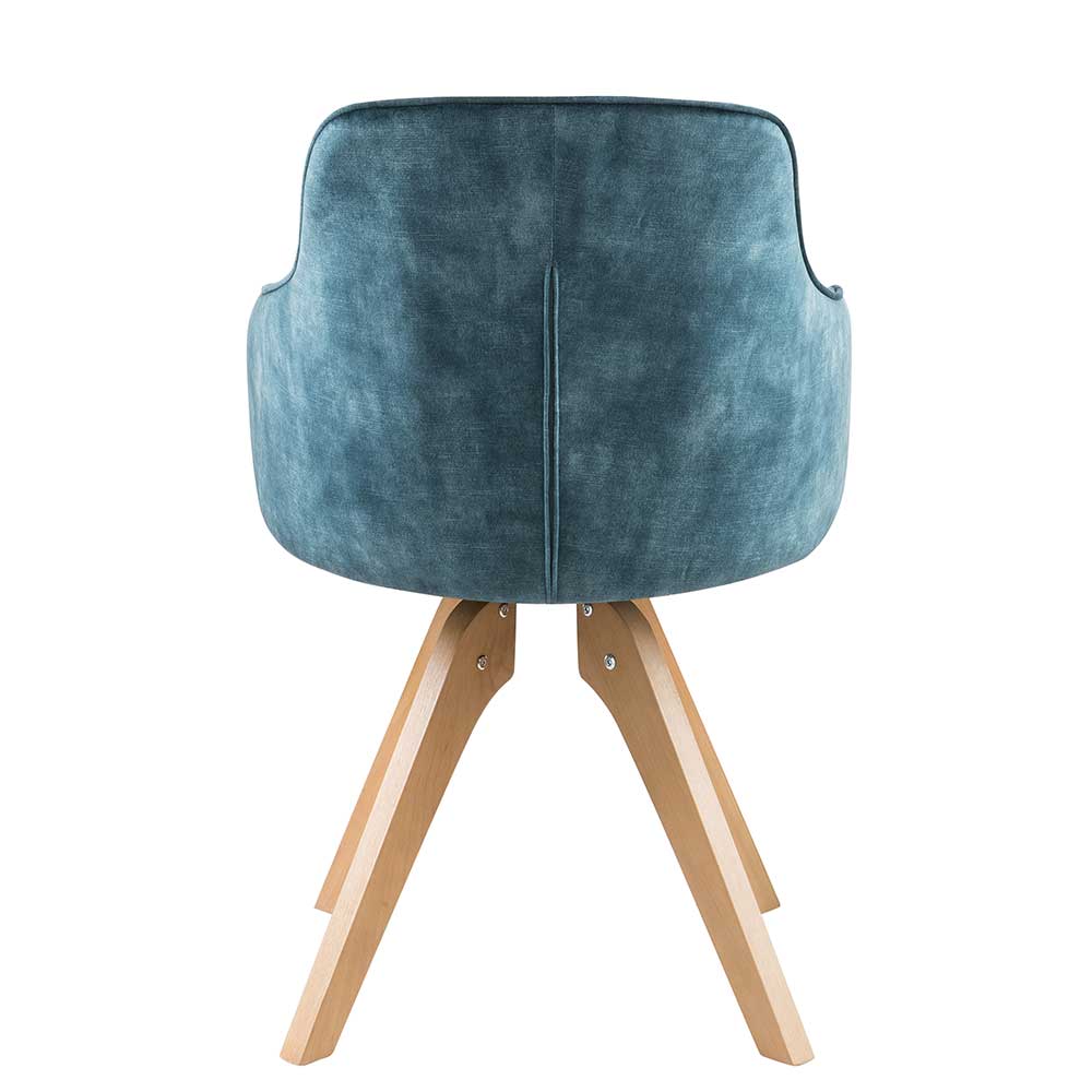 Velours Tischsessel in Blau Petrol - Vitalrov (2er Set)