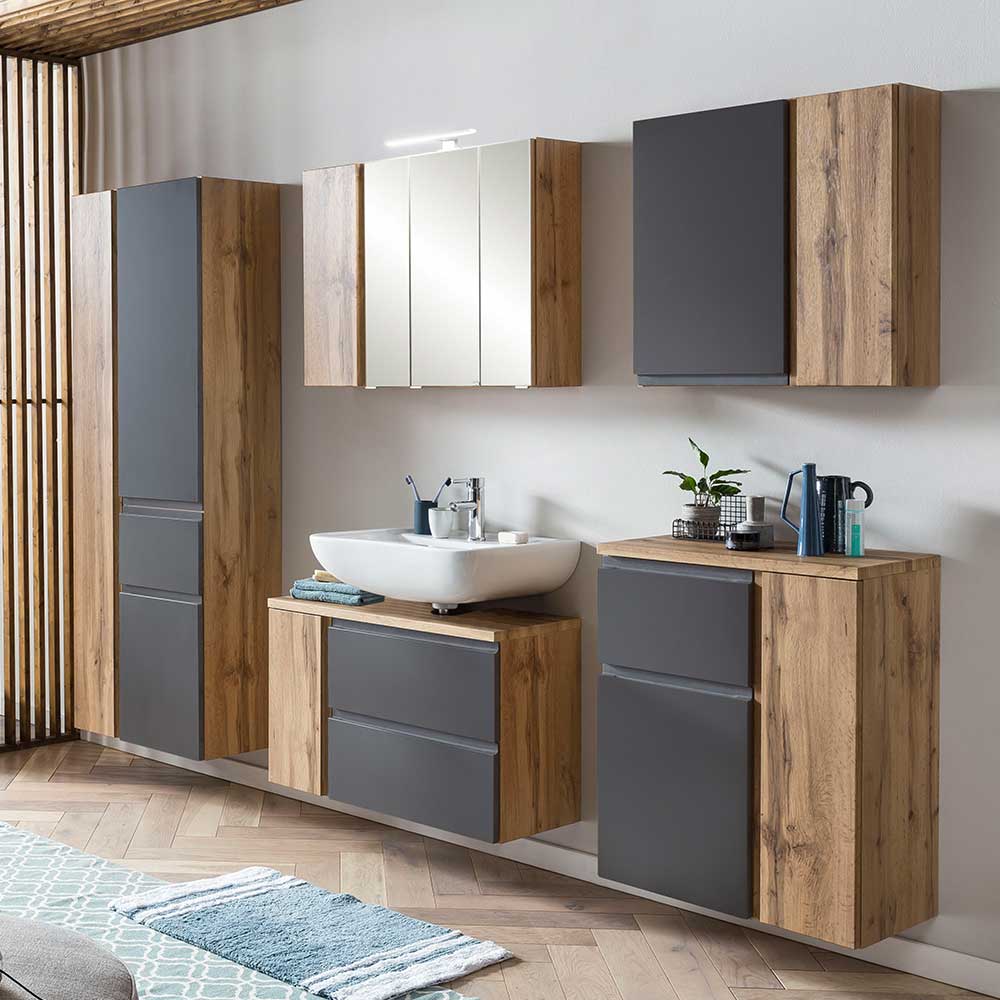 Waschbeckenschrank & 4-türiger Spiegelschrank - Jambi (zweiteilig)