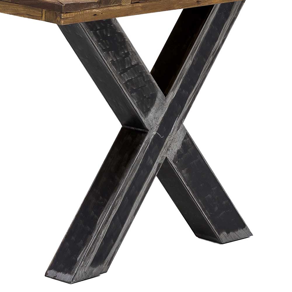 Recyclingholz Designtisch mit Teak Platte - Mocima
