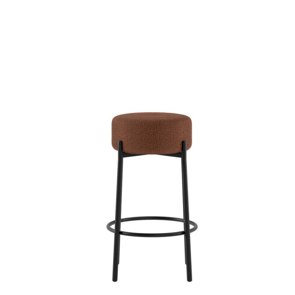 Runder Barhocker in Rostbraun Boucle - Porto (2er Set)