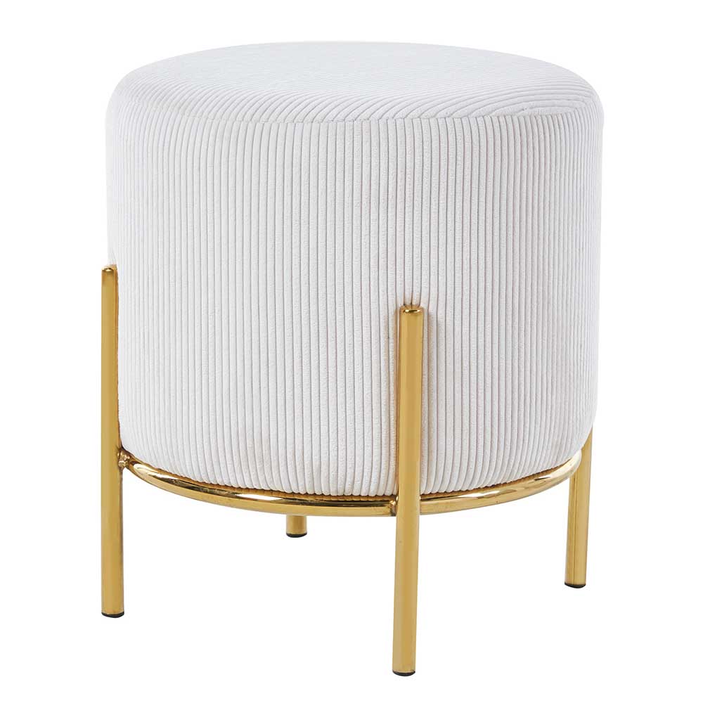 Beistellhocker in Beige Cord - Evonila