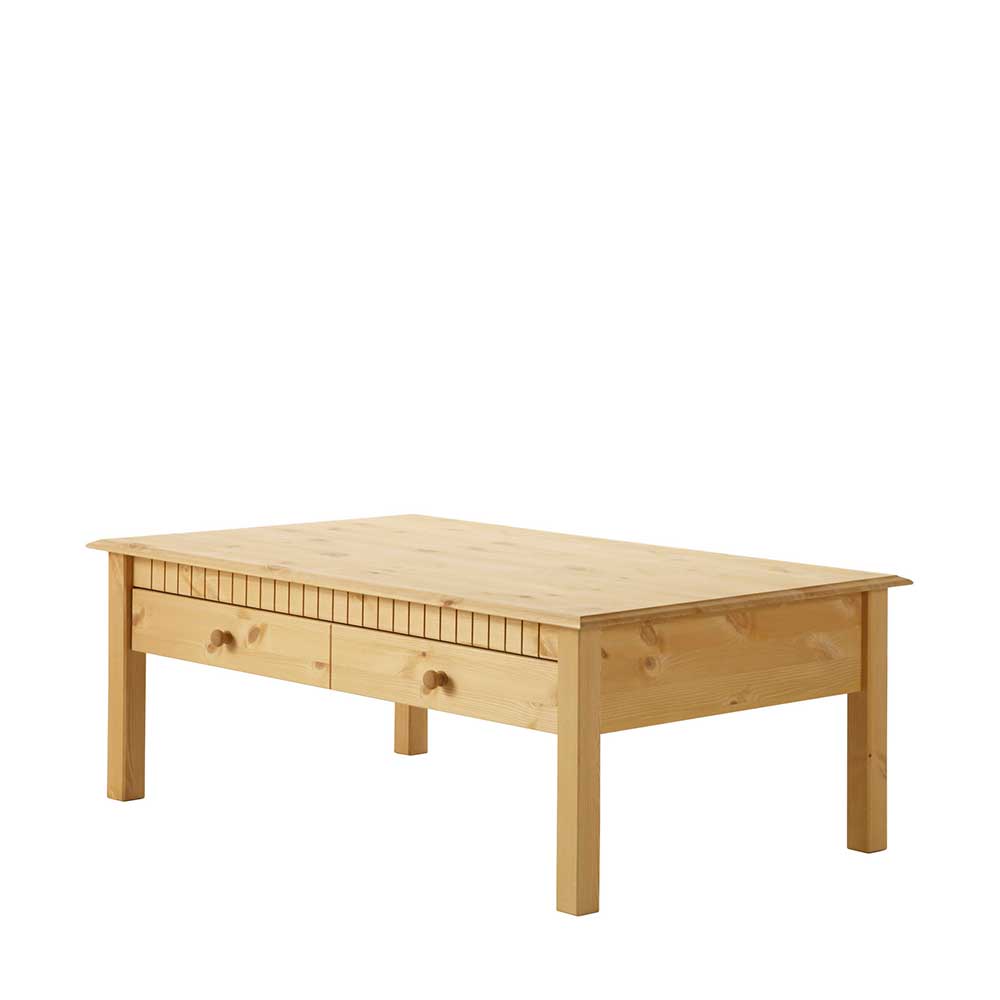 110x70 Sofatisch mit Schublade aus Kiefer - Suzanas