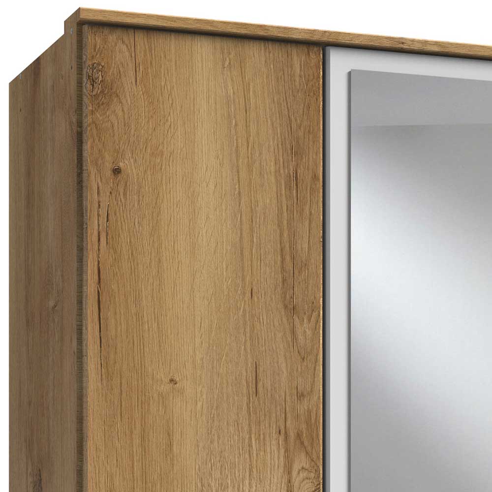 Kombi Kleiderschrank in Plankeneiche mit Weiß - Curacao