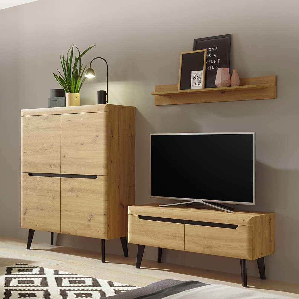 TV Anbauwand in Wildeiche Optik - Olcian (dreiteilig)