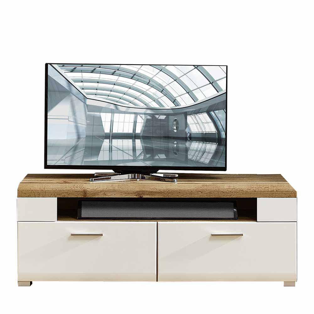 Wohnwand TV Unterschrank in Weiß Eiche - Lisepio