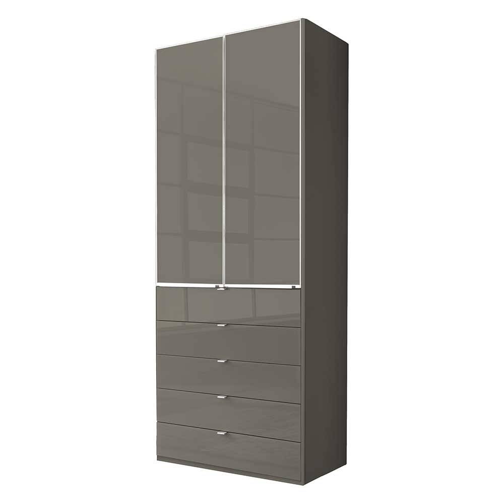 Brauner Schlafzimmerschrank mit Glasfront - Madita