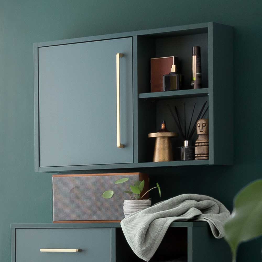 Badezimmer Hängeschrank in Dunkelgrün & Gold - Aqua