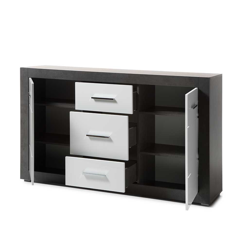 97cm hohes Hochglanz Sideboard in Weiß - Istensa