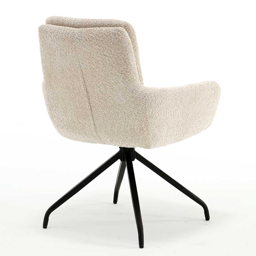 Drehbarer Tischsessel in Creme Boucle - Useda (2er Set)