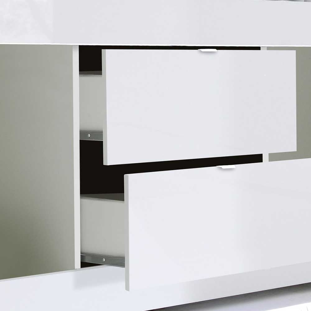 Weißes Hochglanz Lowboard für TV - Sogno