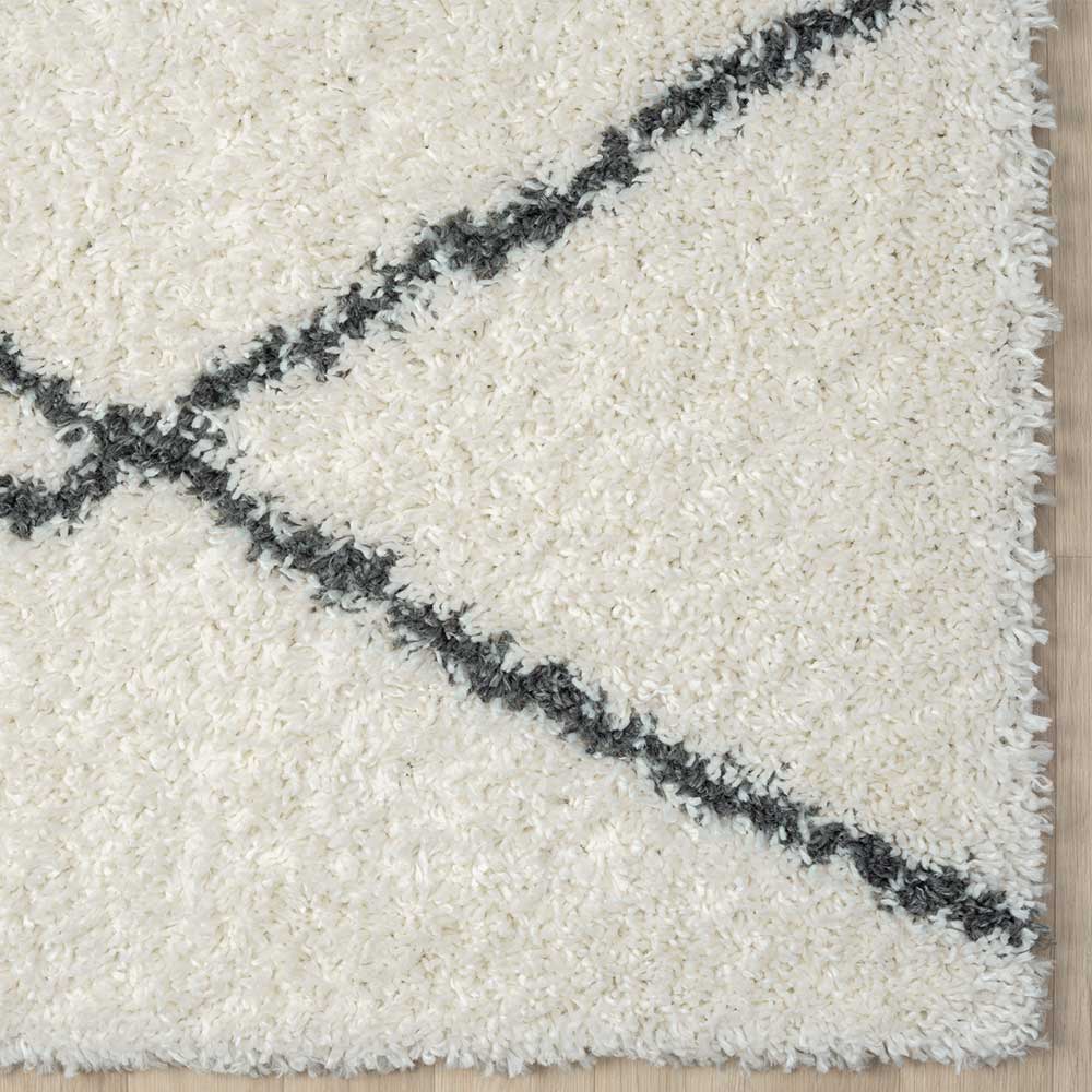 Hochflor Teppich in Creme und Schwarz - You
