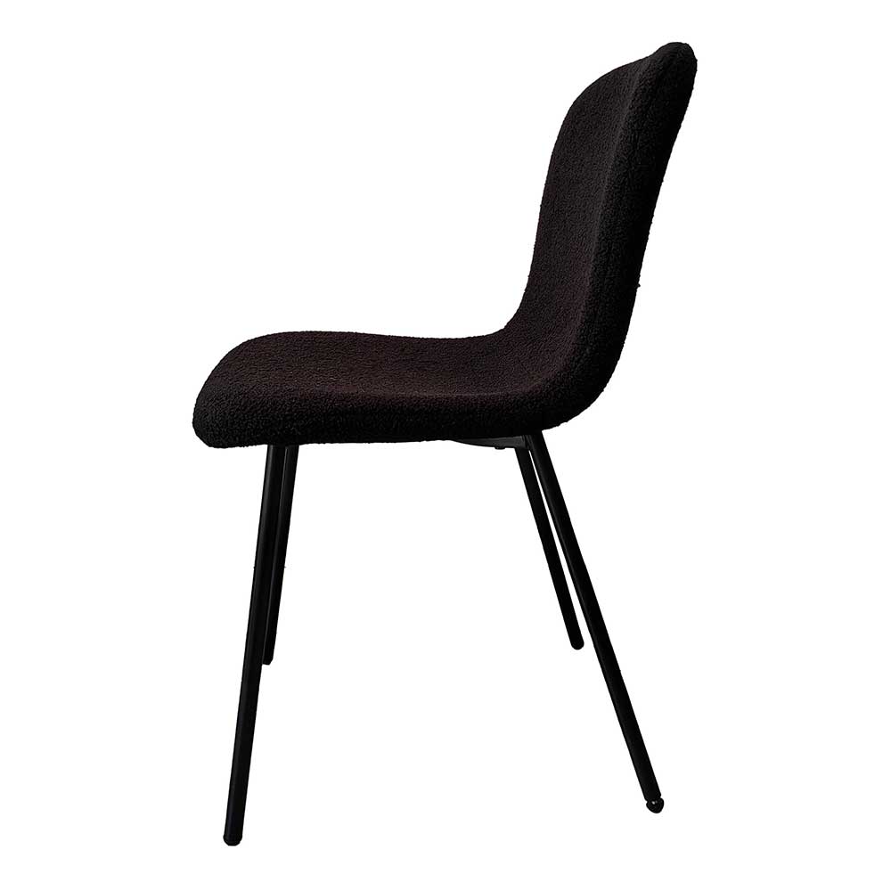 Boucle Schalenstuhl in Schwarz - Vintaco (4er Set)