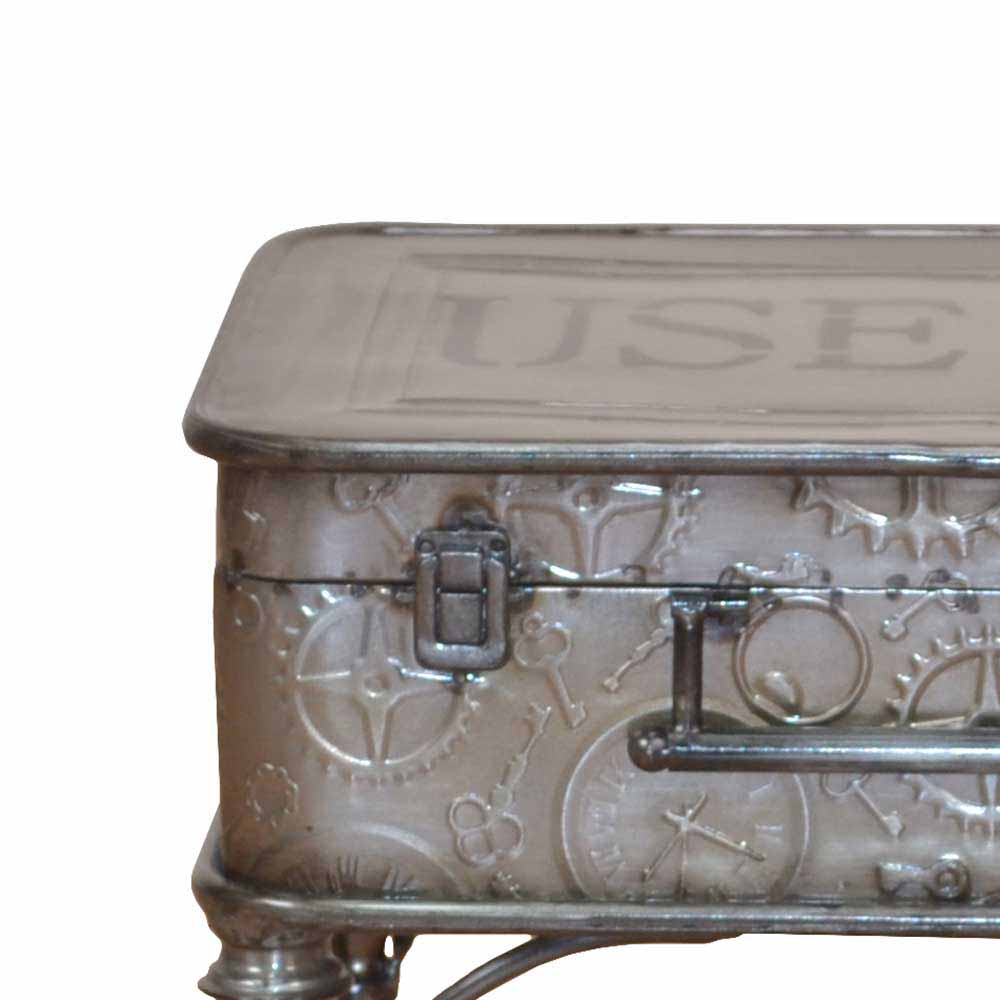 Metall Truhentisch im Koffer Design mit Print Magic Industry Style