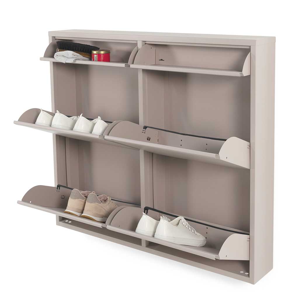 Metall Schuhschrank in Taupe - Ruven