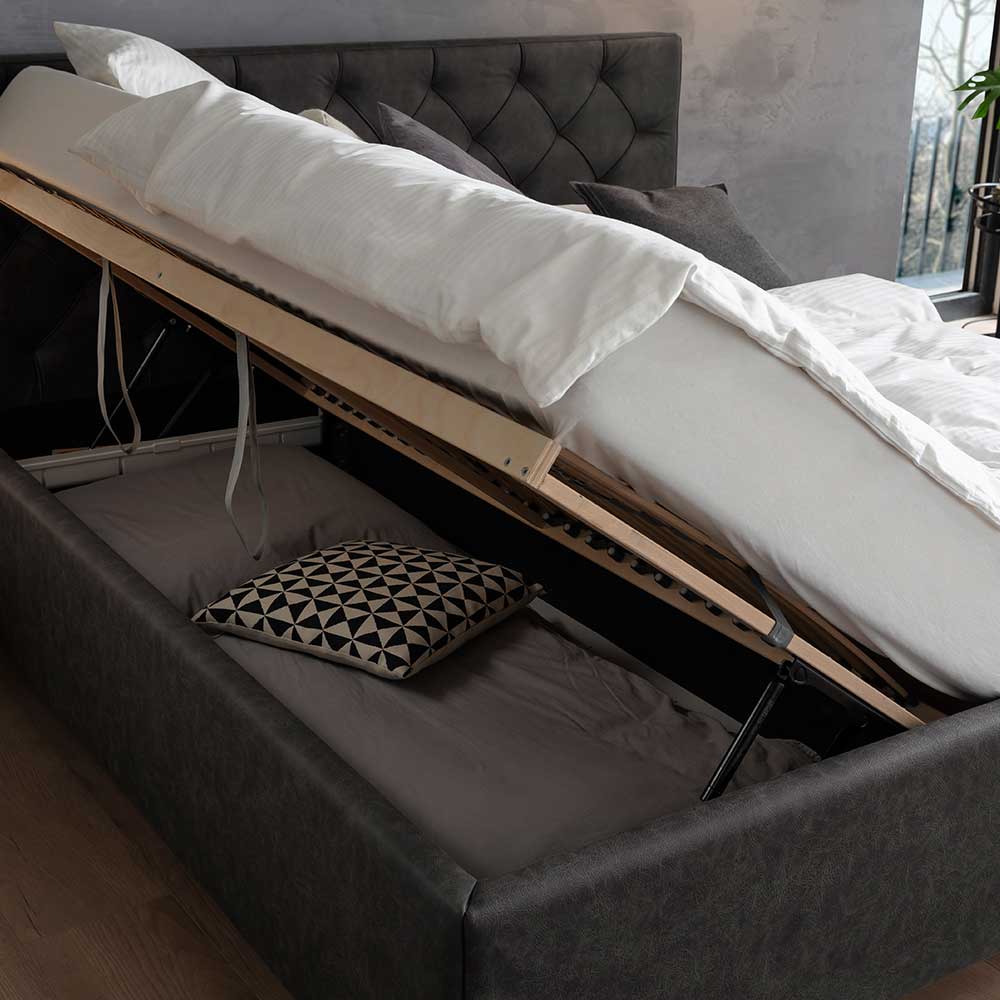 Microfaser Doppelbett mit Bettkasten - Canossa