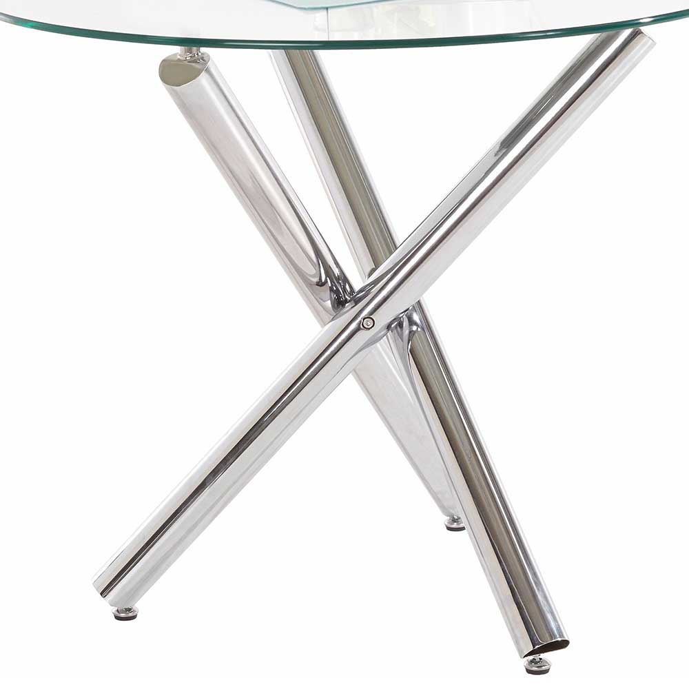 Kleiner Designer Glastisch mit Chrom Mikado Gestell - Singing