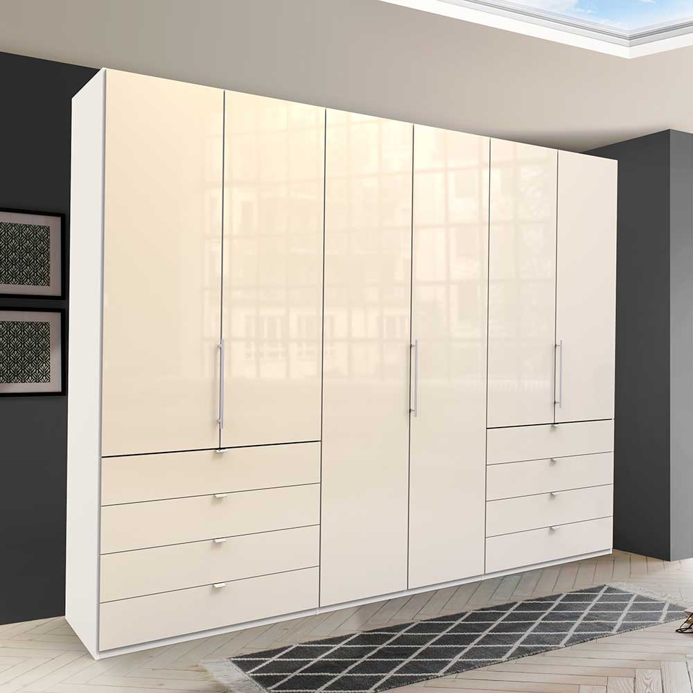 Panorama Kleiderschrank in Creme Glas - Zidarie