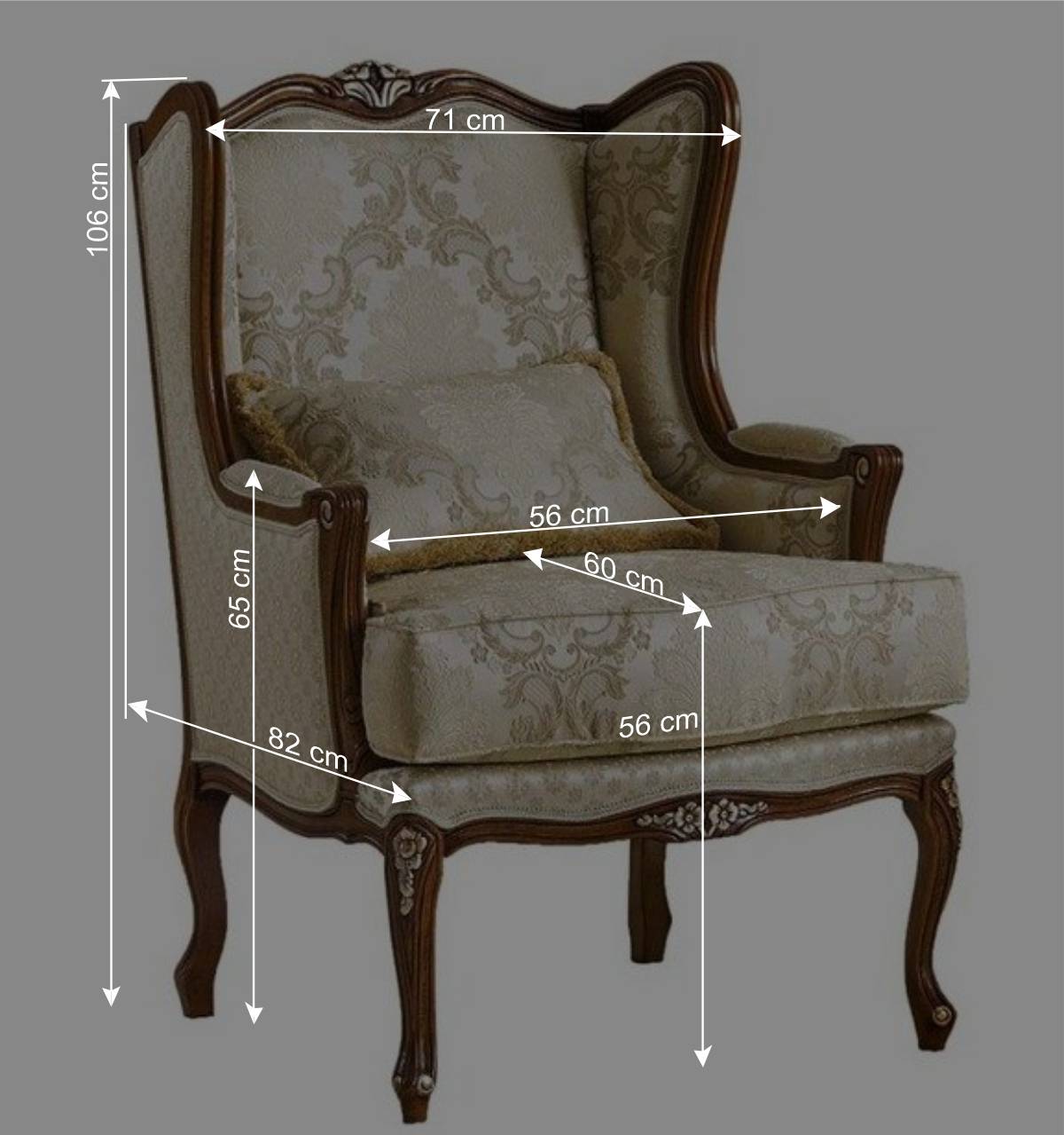 Barock Sessel in Beige und Creme gemustert - Ranaria