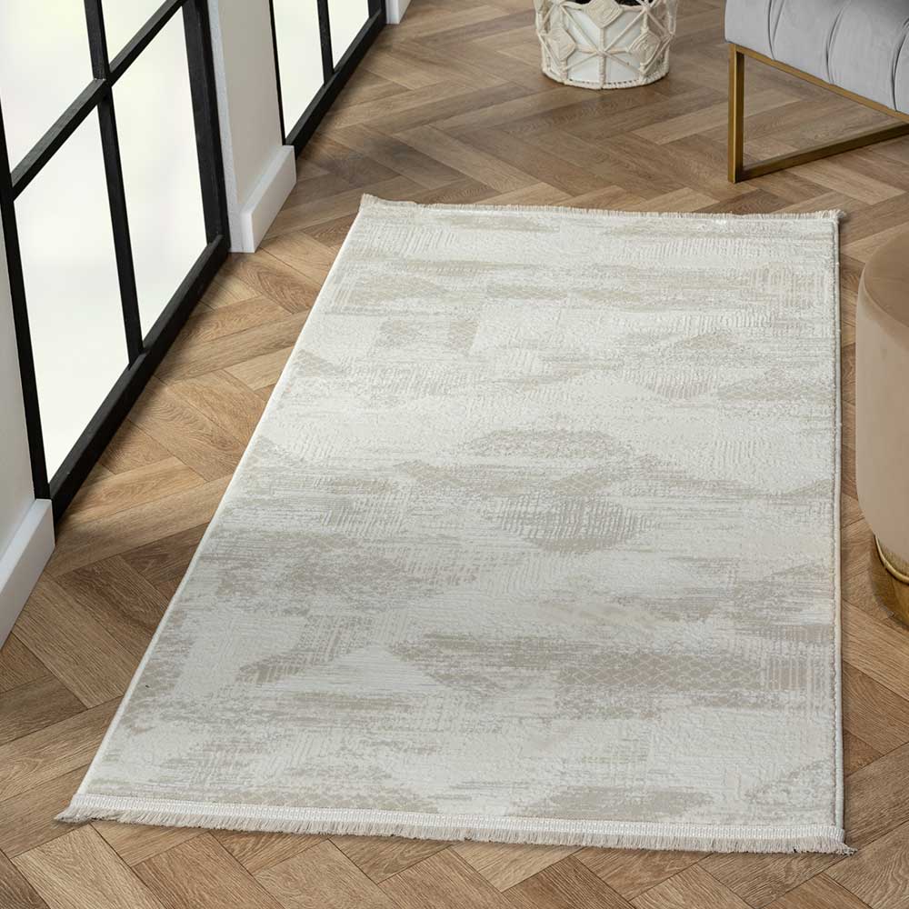 Kurzfloriger Teppich in Beige & Creme - Helsico