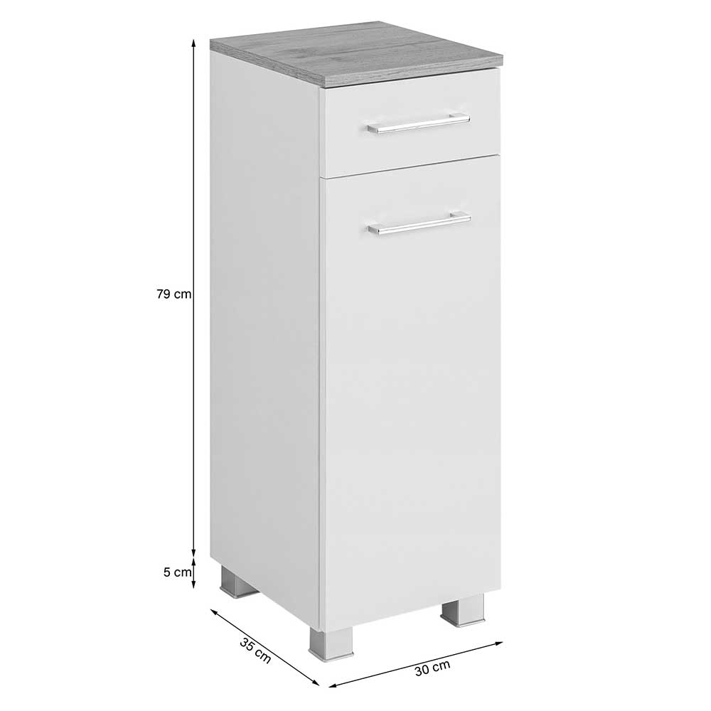 30x97x35 Badschrank mit Schublade & Tür - Tonra