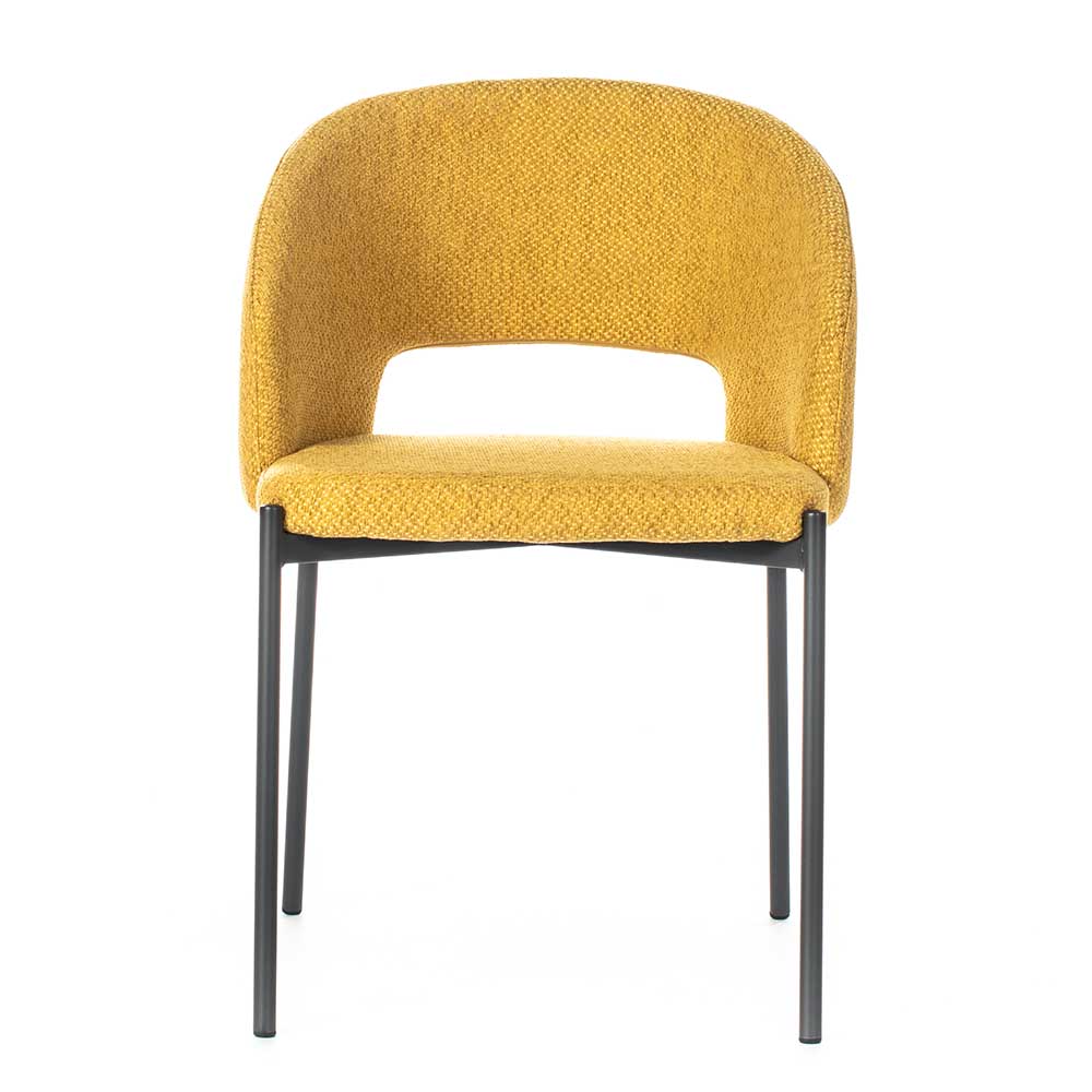Strukturstoff Polsterstühle in Gelb - Ensemble (2er Set)