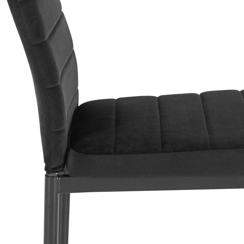 Samt Esstischstühle in Schwarz - Tadella (Set)