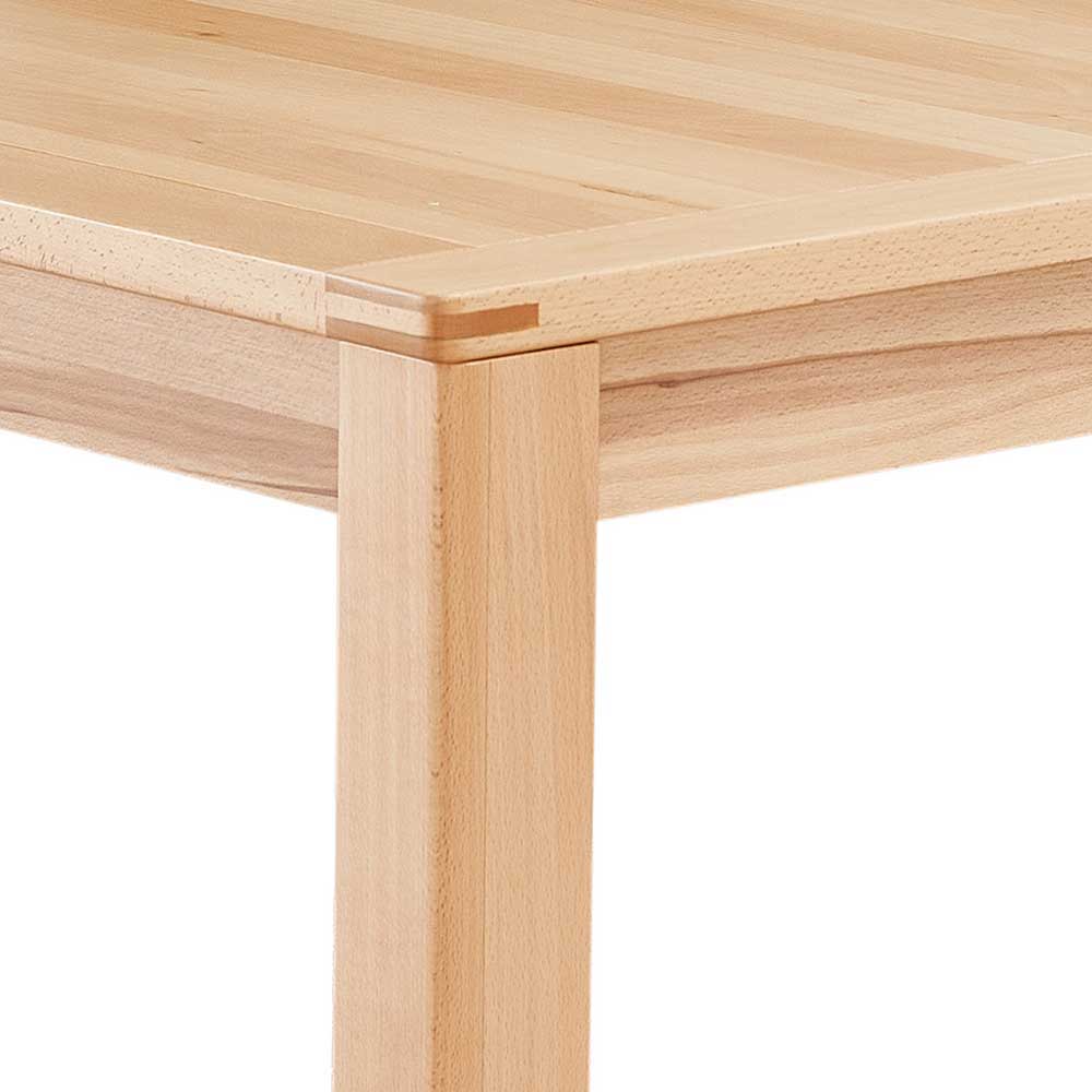 Detaillierte Ansicht des stabilen Tischbeins und der Eckverbindung aus hellem Massivholz – Amyonta