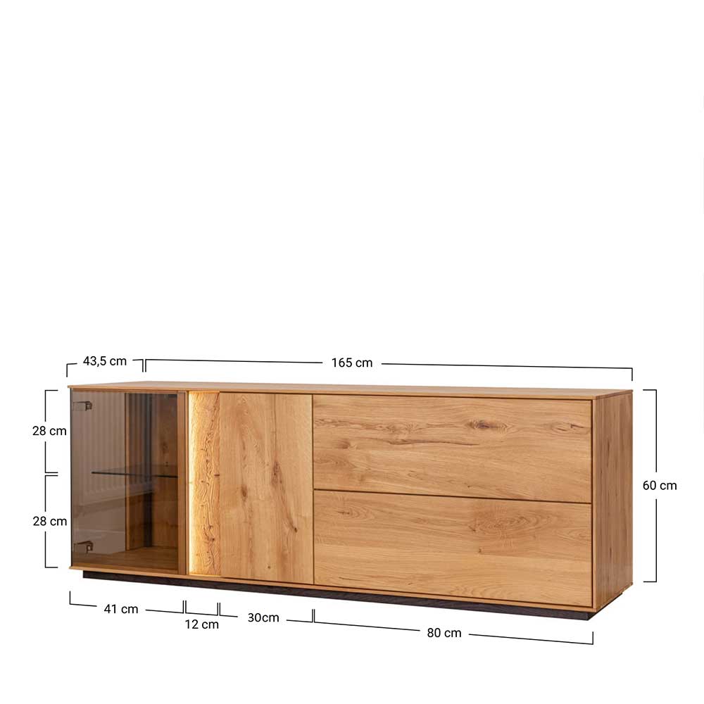 TV Board mit Glas Bereich und LED Licht - Cocondar