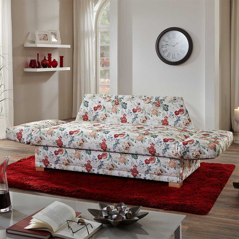 176x84x86 Landhaus Schlafsofa mit Blumen - Daniele
