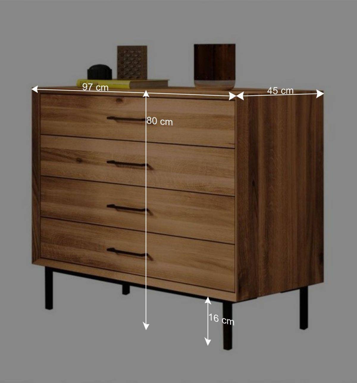 4 Schubladen Kommode mit 97 cm Breite - Kerfa