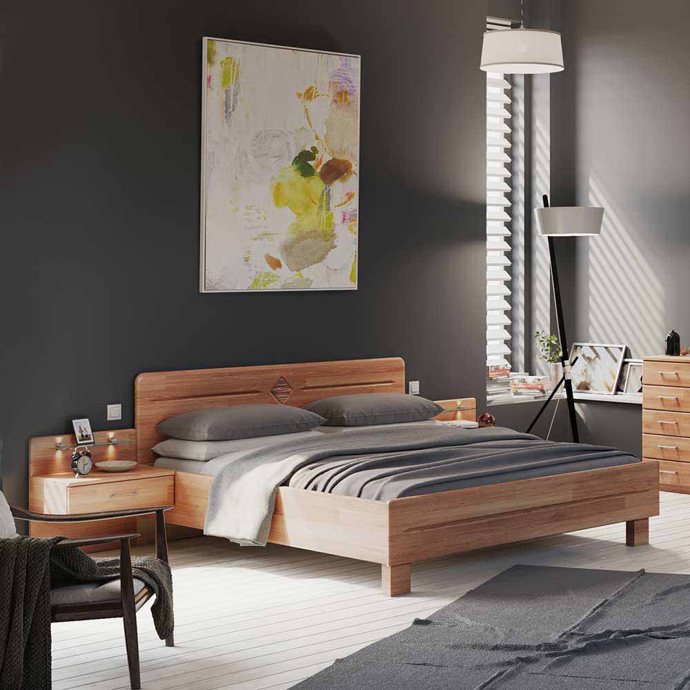 Großes Schlafzimmer Set Apolios in Erle teilmassiv (sechsteilig)