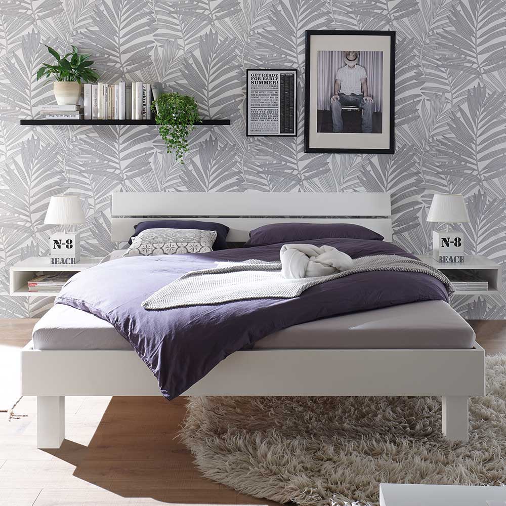 Buchenholz Bett in Weiß lackiert - Asbell