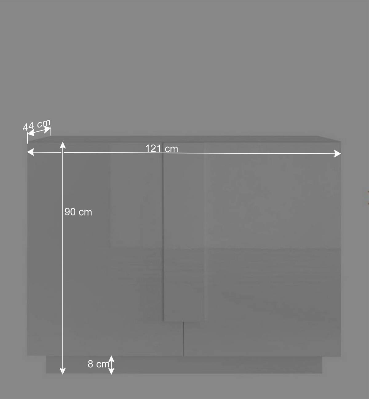 121x90x44 2-türige Kommode auf Sockel - Kerym