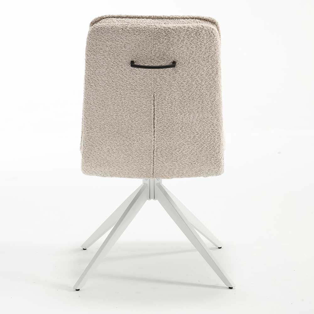 Boucle Polsterstuhl in Creme - Dalunzio (2er Set)